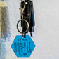 Stay Humble / Hustle Hard Acrylic Hexagon Keychain - Translucent Blue