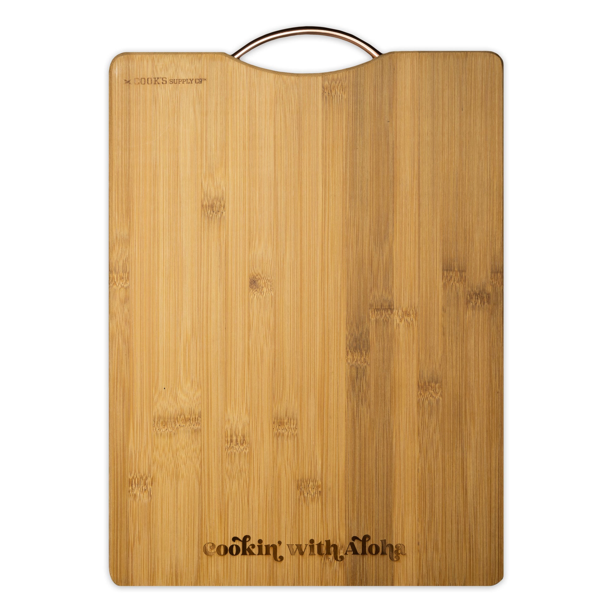 "Cookin' with Aloha" Engraved Solid Bamboo Cutting Board