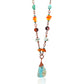 Copper Chain Necklace with Dominican Larimar, Turquoise, Agate, and Baltic Amber