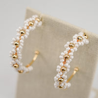 Delicate Glass Daisy 14k Gold Filled Hoop Earrings
