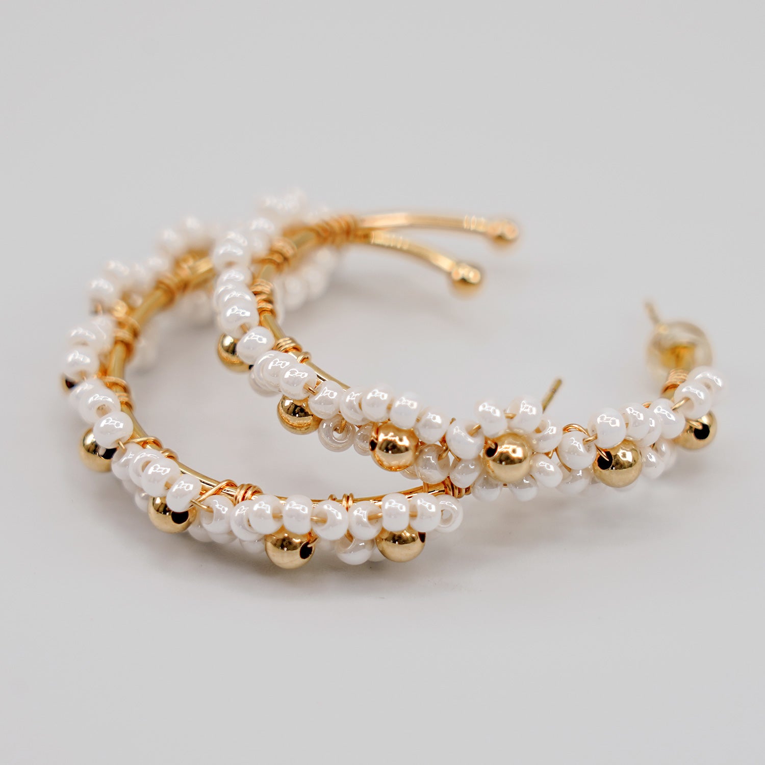 Delicate Glass Daisy 14k Gold Filled Hoop Earrings