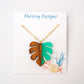 Monstera Resin & Dark Wood 18" Gold Necklace