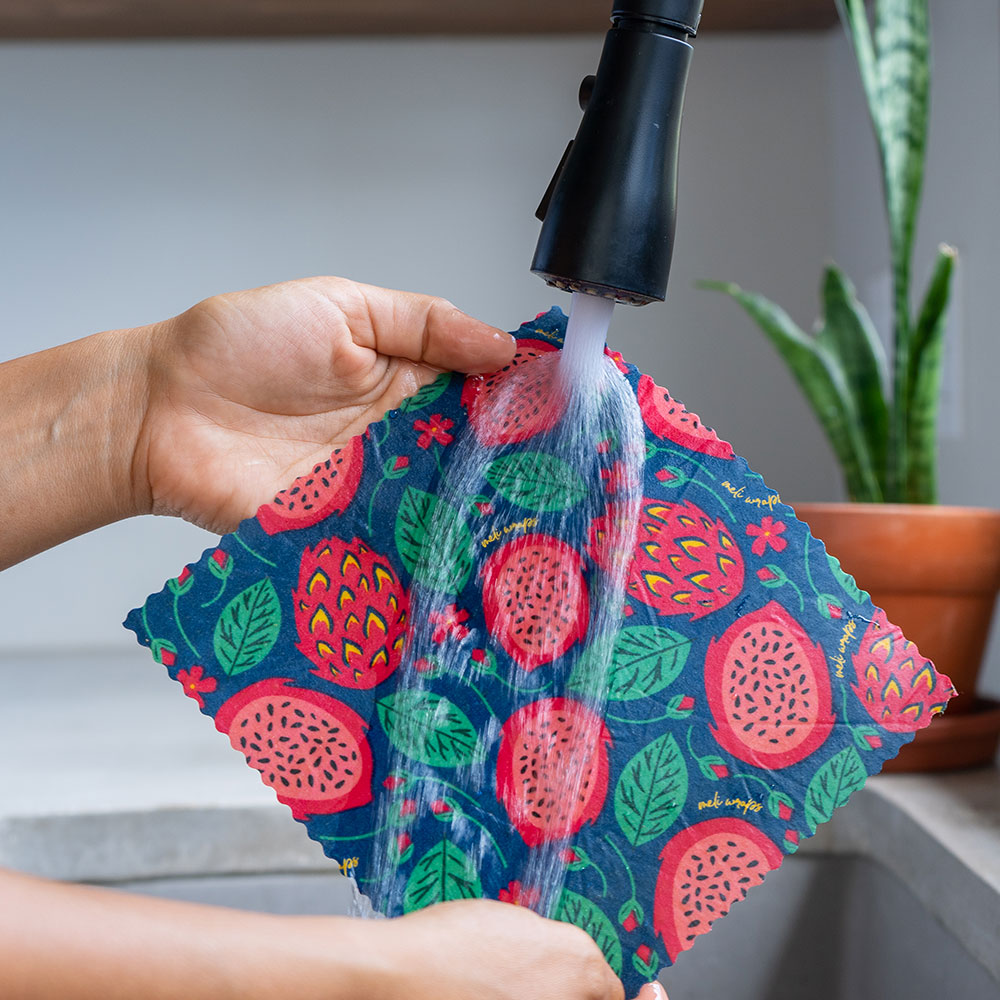 Reusable Handmade Organic Beeswax Food Wraps 3 Pack - Dragonfruit