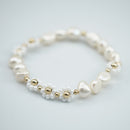 Freshwater Pearl & Glass Bead Gold Filled 7" Bracelet