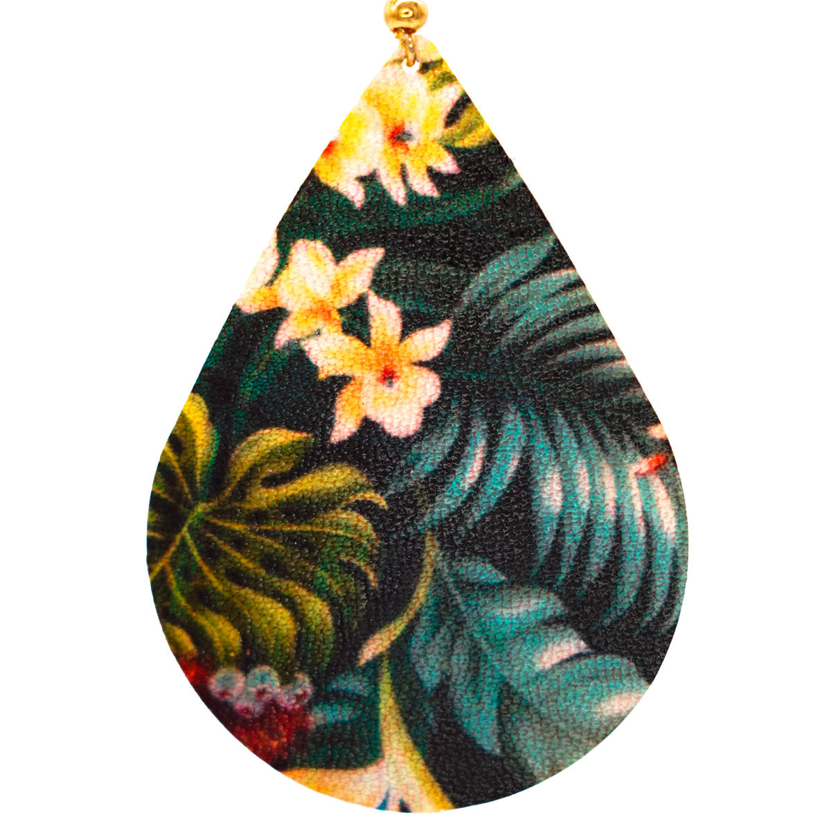 Faux Leather Lightweight Dangle Earrings - Floral Orchids