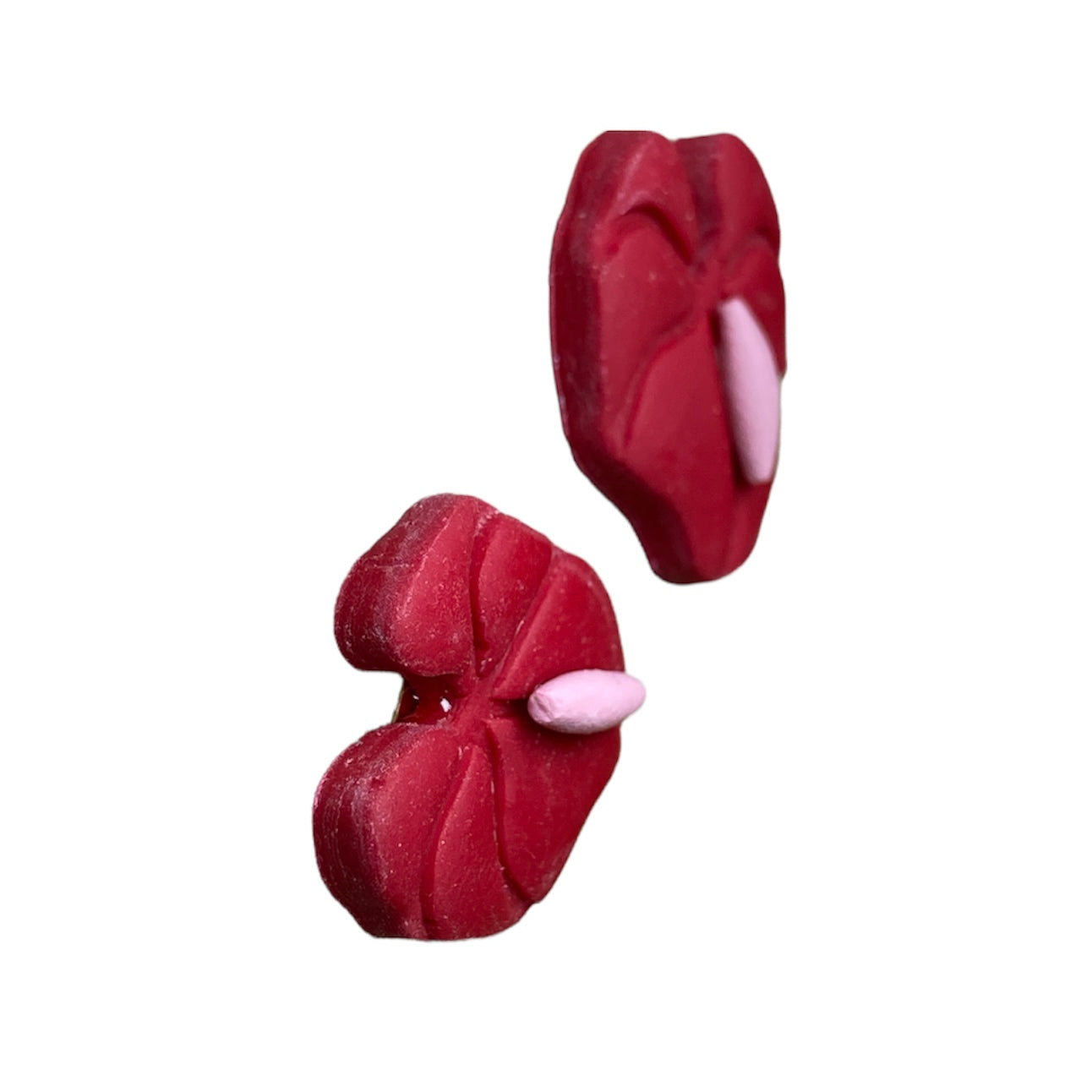 Red Anthurium Clay Gold Stud Earrings