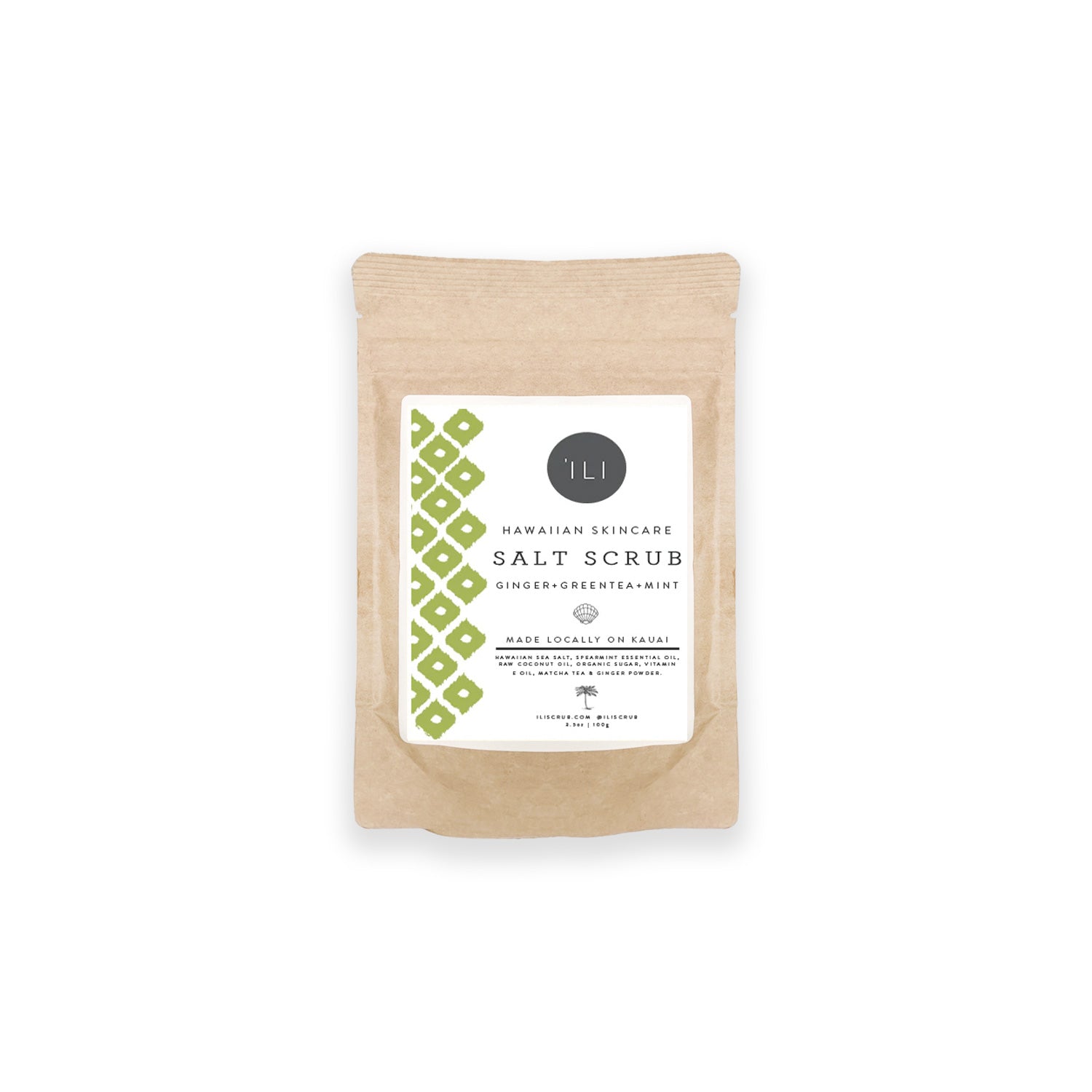 Hawaiian Skincare Salt Scrub - Ginger + Green Tea + Mint 3.5oz