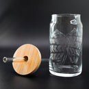 Custom Hand Etched 16 oz Glass Tumbler with Lid & Straw - Hebrew Shells