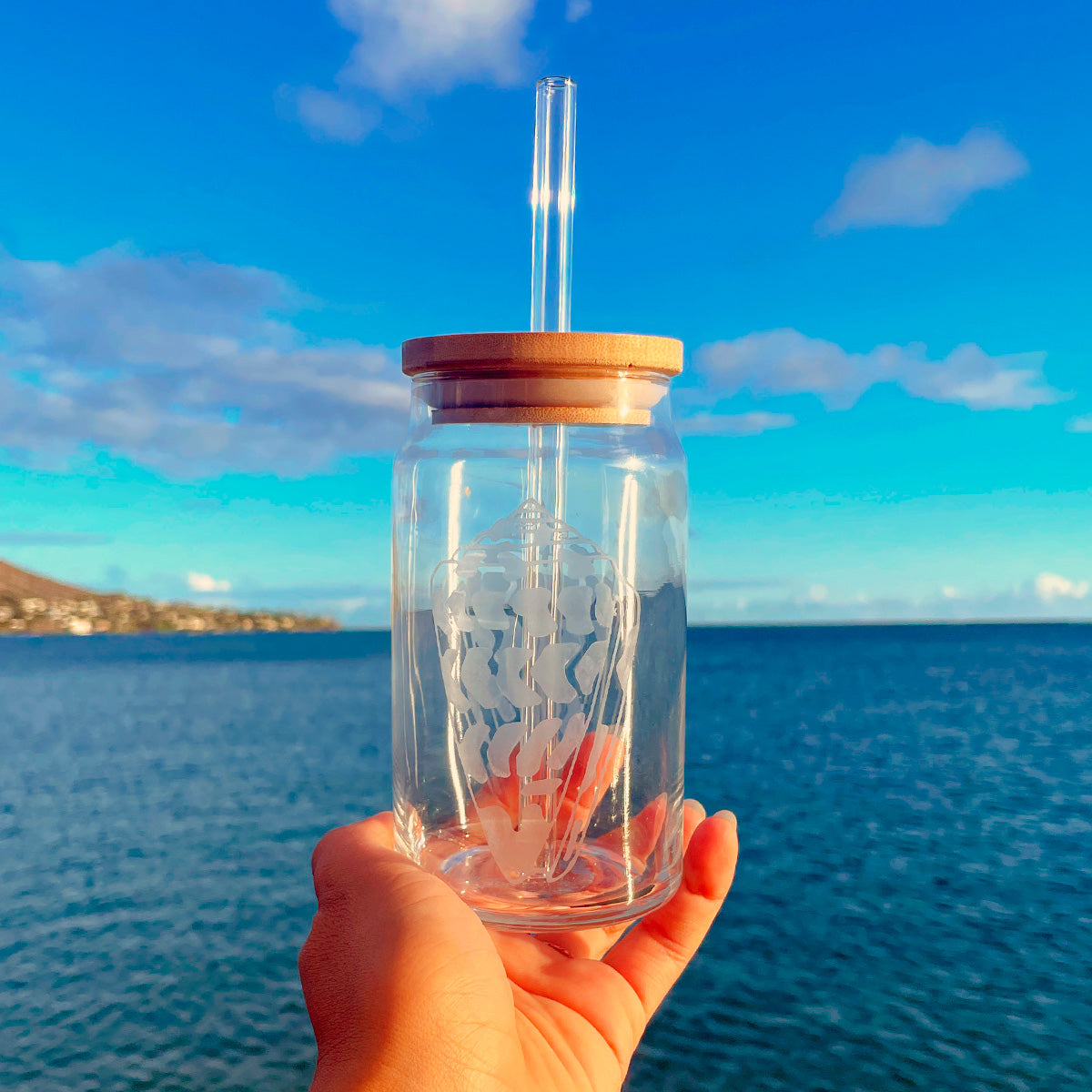 Hand Etched 16 oz Glass Tumbler with Lid & Straw - Hebrew Shells –  Hawaiiverse