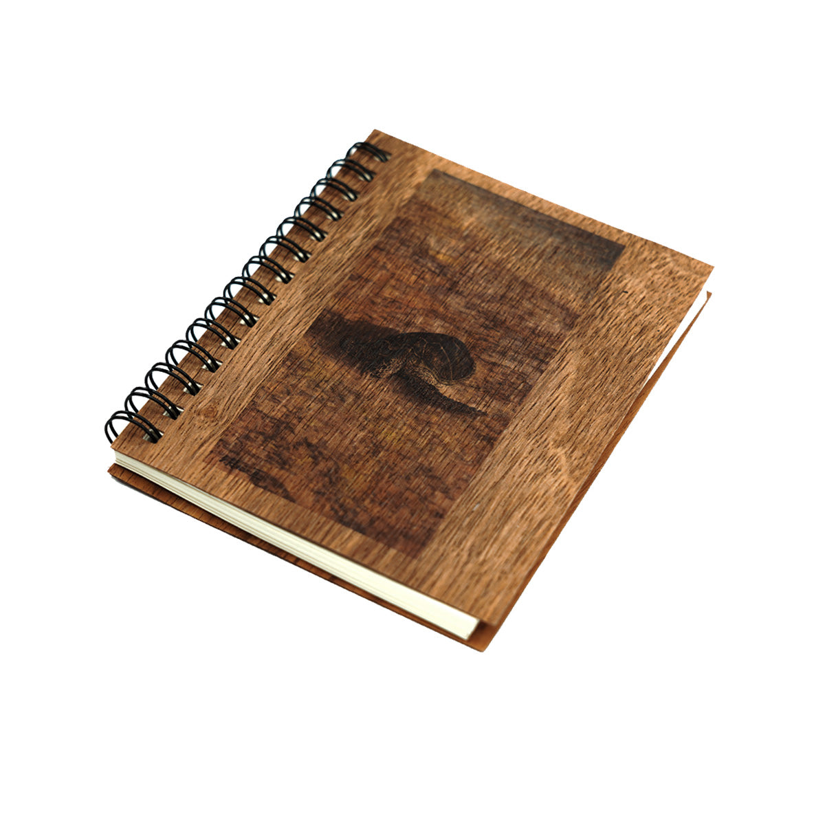 5" Handmade Koa Wood Spiral Mini Notebook - Honu on the Beach