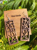 Koa Wood Aniani Kala Stainglass Earrings