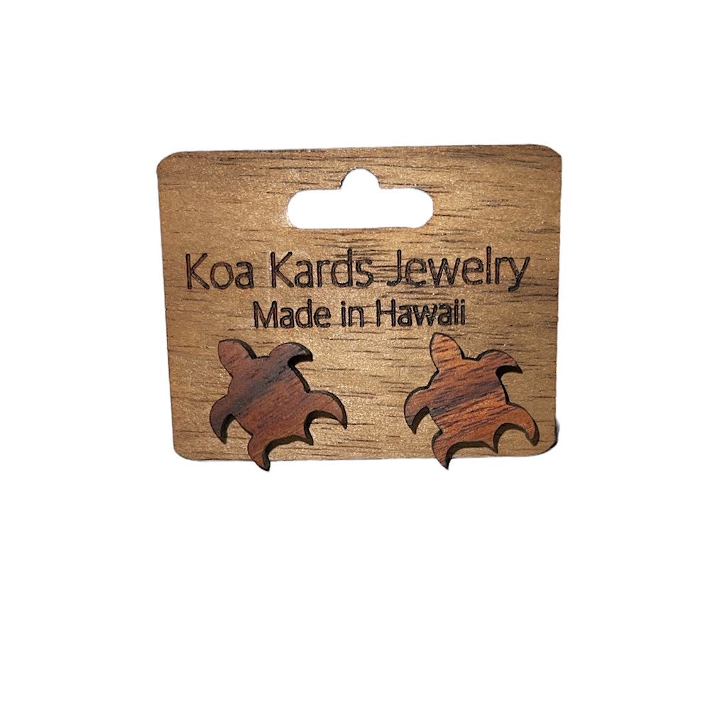 Koa Wood Honu Stud Earrings