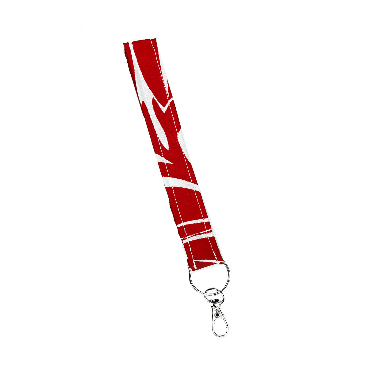 Handsewn Red & White Hawaiian Print Fabric Loop Keychain