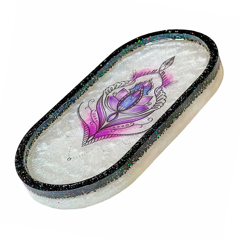 Brilliant Handmade Resin Trinket Tray / Jewelry Dish - Lotus