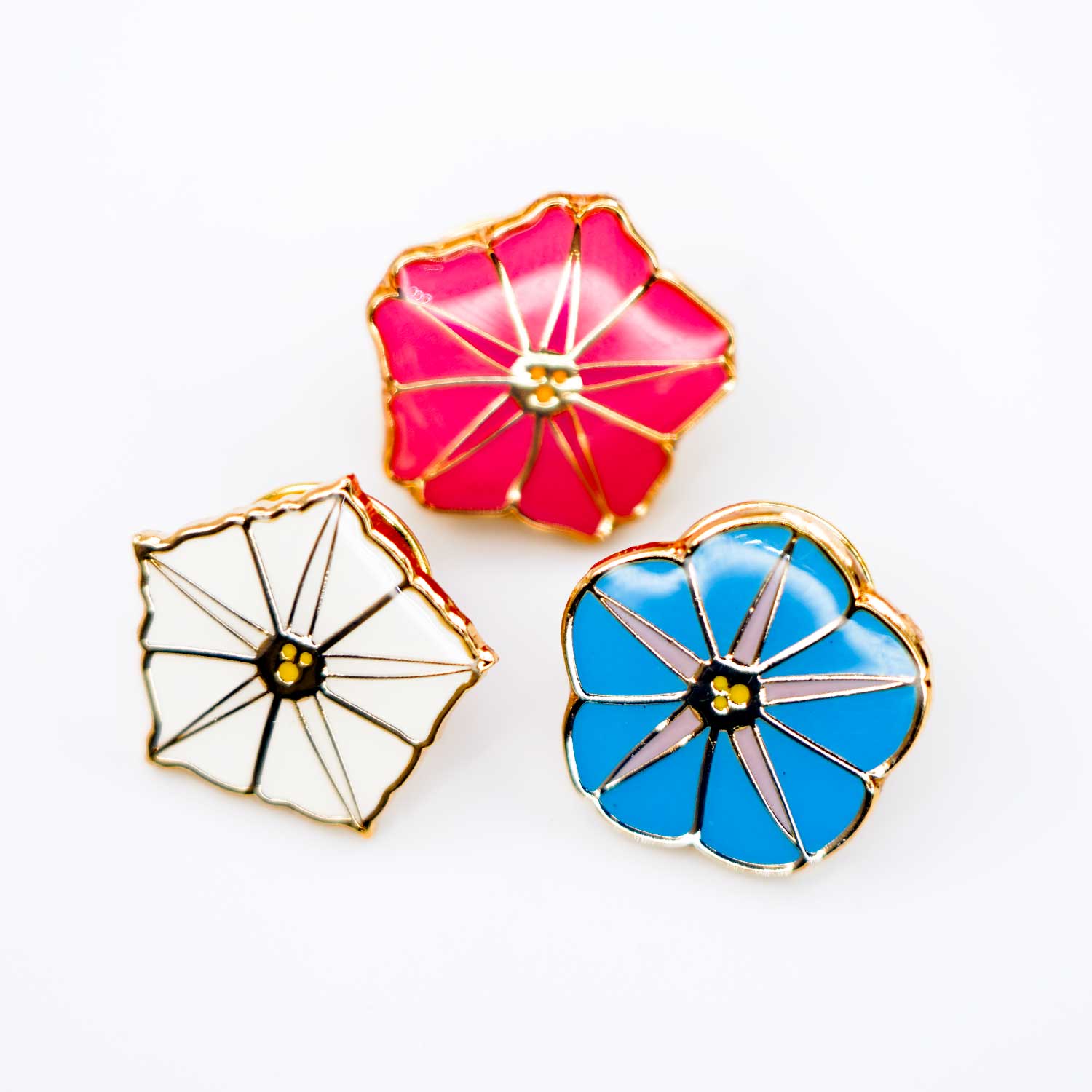 Native Hawaiian Morning Glory Gold Enamel Pin Three Pack