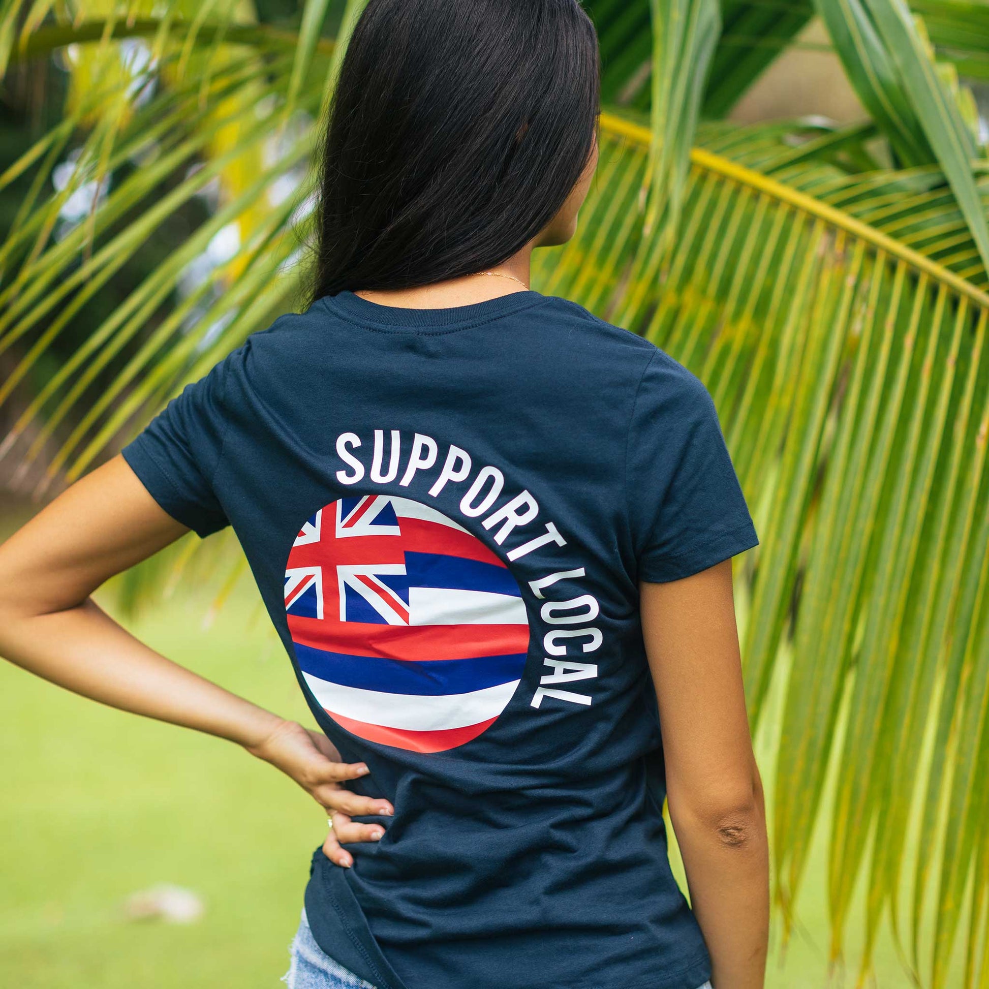 Support Local Combed Ring Spun Cotton Women's T-Shirt - Navy