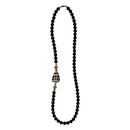 Hebrew Cone Shell & Obsidian Bead 26" Necklace