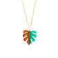 Monstera Resin & Dark Wood 18" Gold Necklace