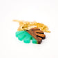 Monstera Resin & Dark Wood 18" Gold Necklace