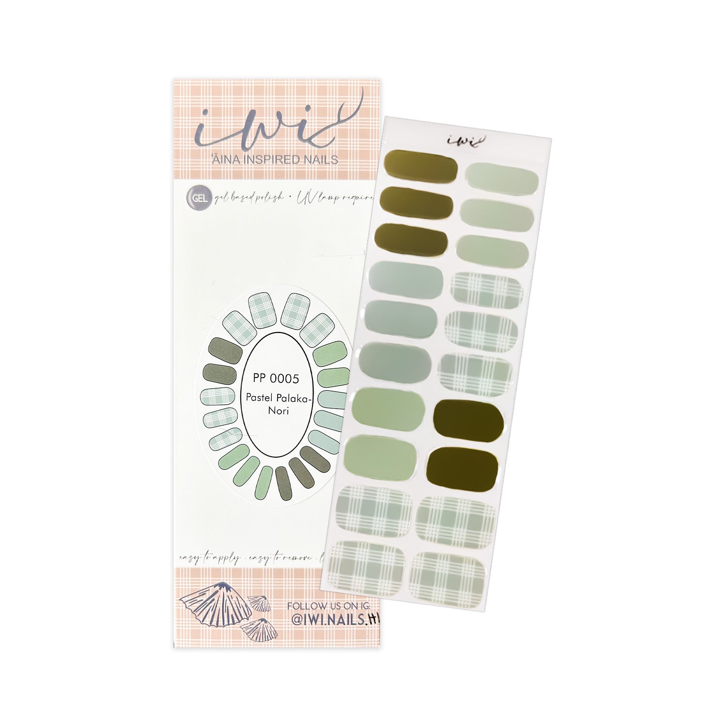 Long-Lasting Gel Nail Strips - ʻĀina Inspired Nori Green Design