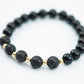 Black Onyx + Lava Bead 14k Gold Filled 7" Bracelet