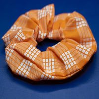 Palaka Orange Hawaiian Checkered Print Handsewn Scrunchie