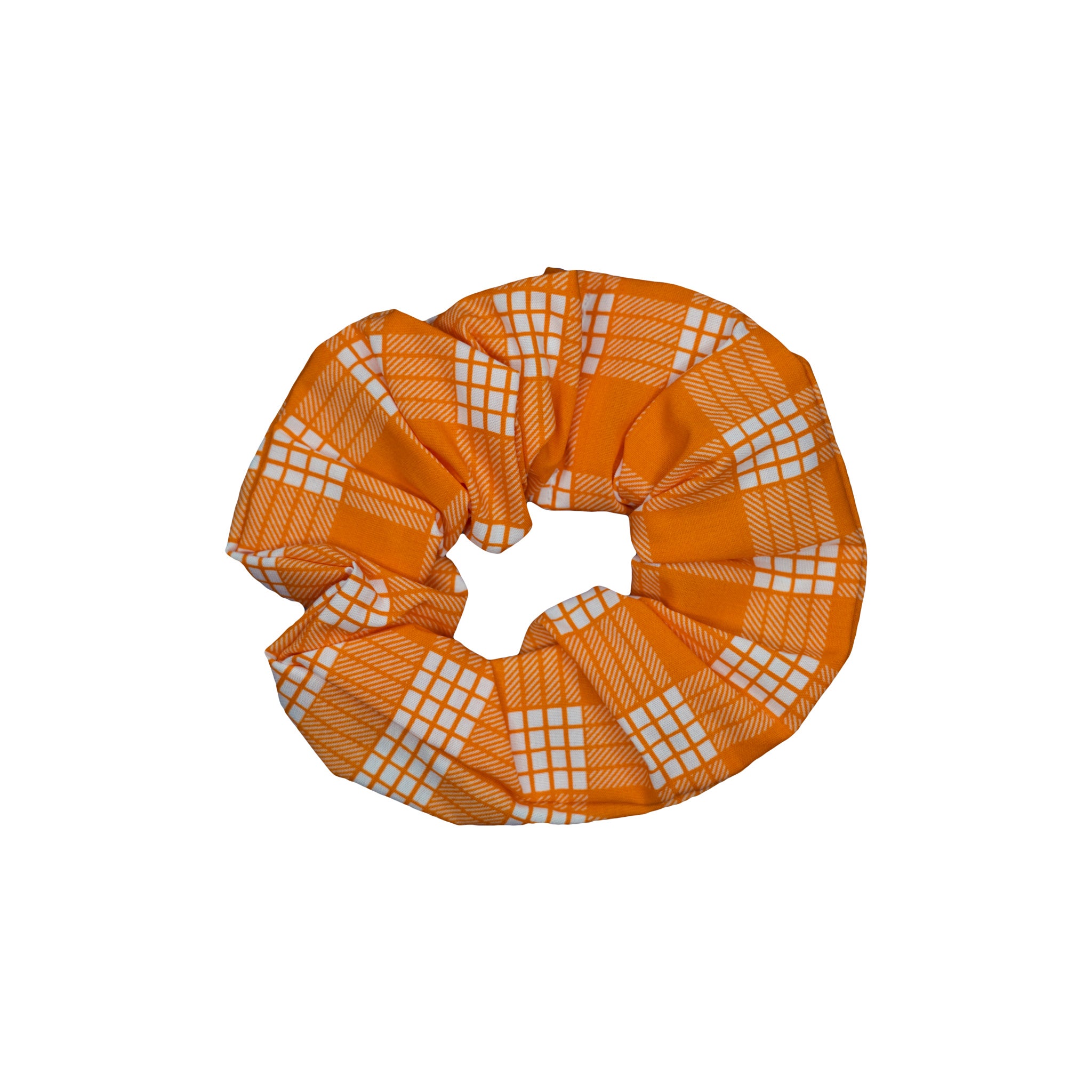Palaka Orange Hawaiian Checkered Print Handsewn Scrunchie