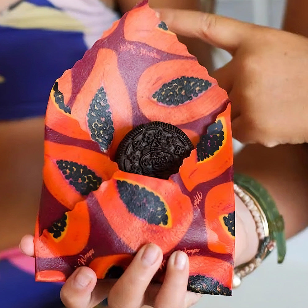 Reusable Handmade Organic Beeswax Food Wraps 3 Pack - Purple Papaya