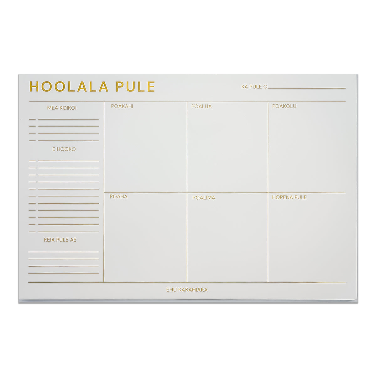 Hoolala Pule Weekly Notepad - Hawaiian Language Planner