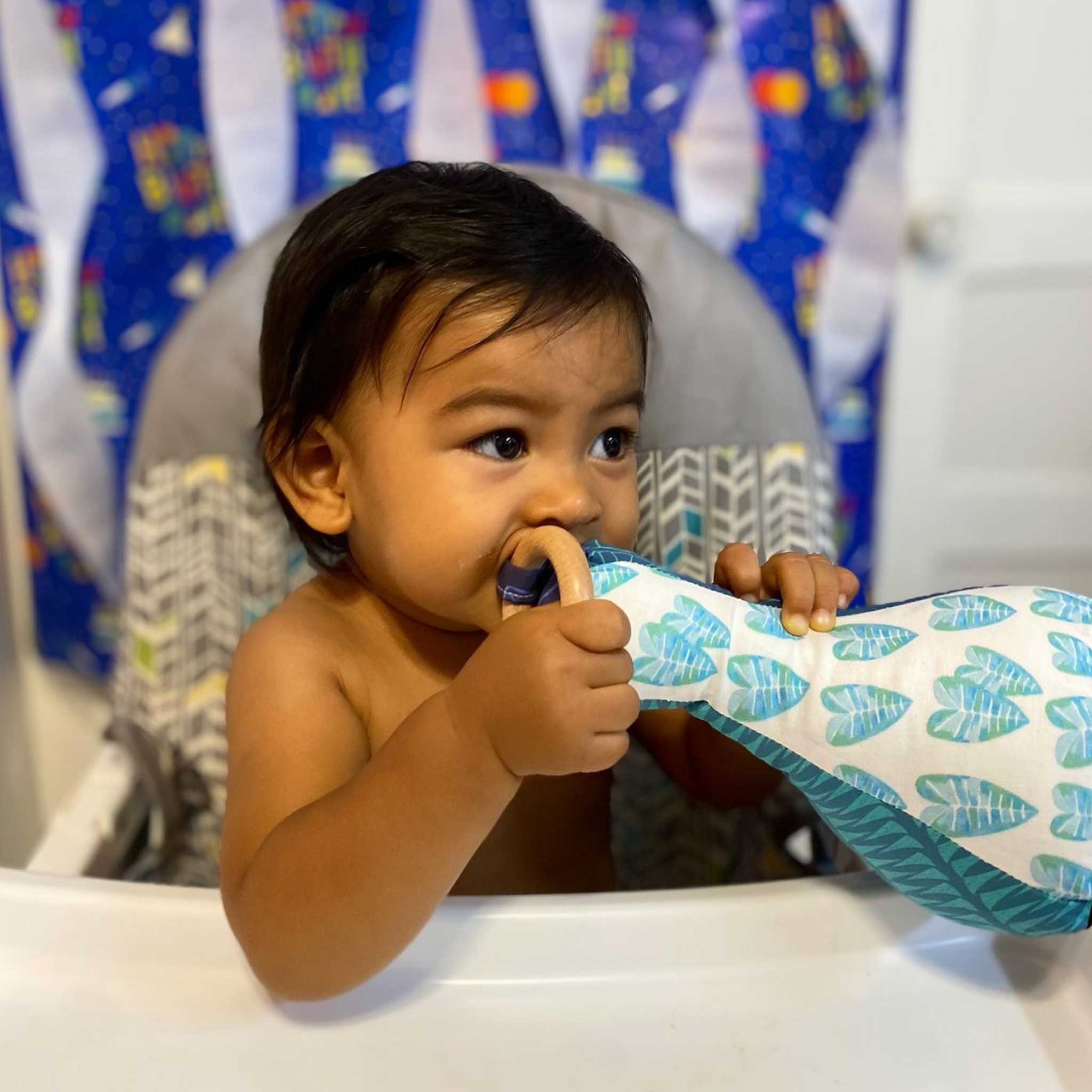 Handmade Patchwork Poi Pounder Baby Teething Toy - Ahi ʻOpihi