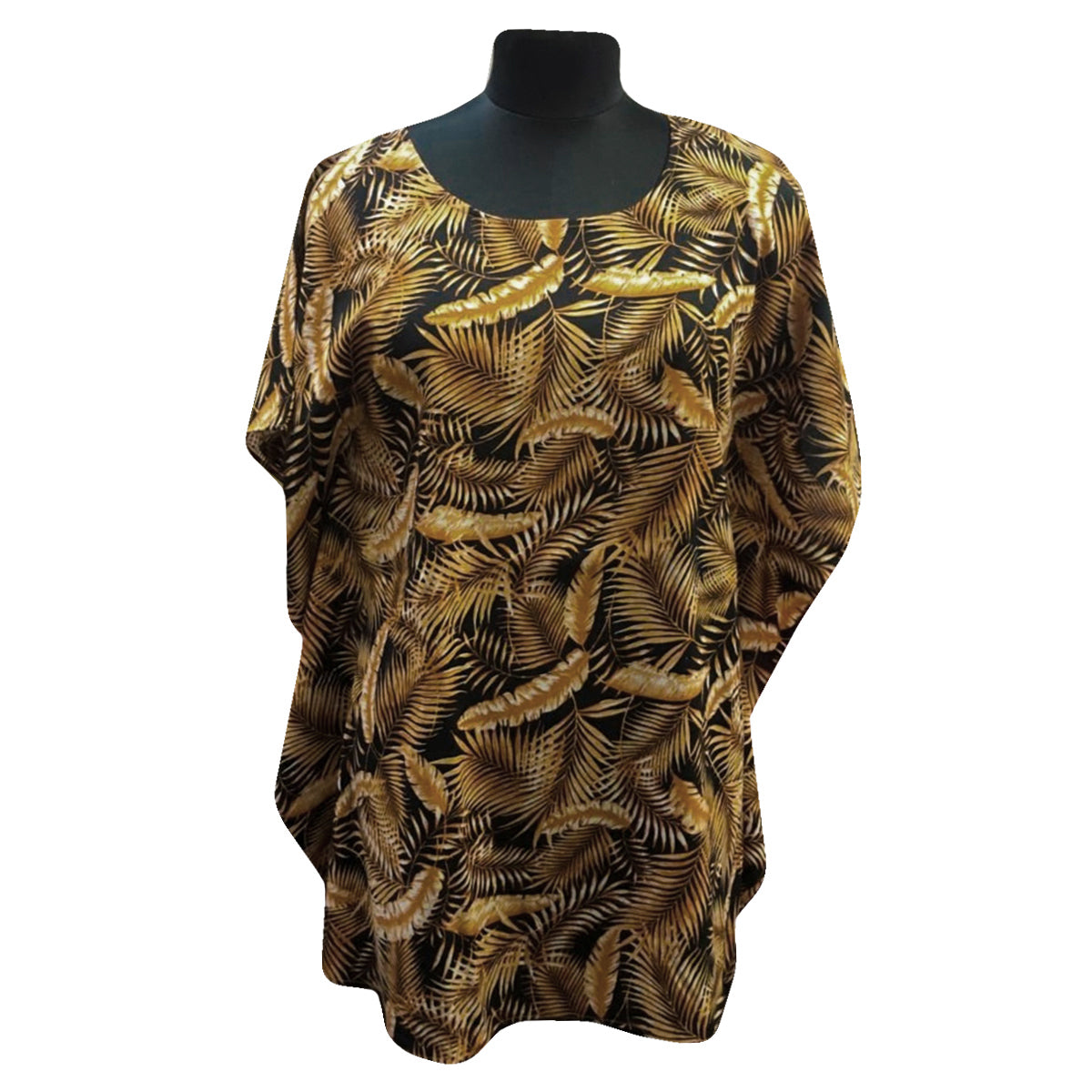 Tropical Leaf Print Poncho Mini Dress