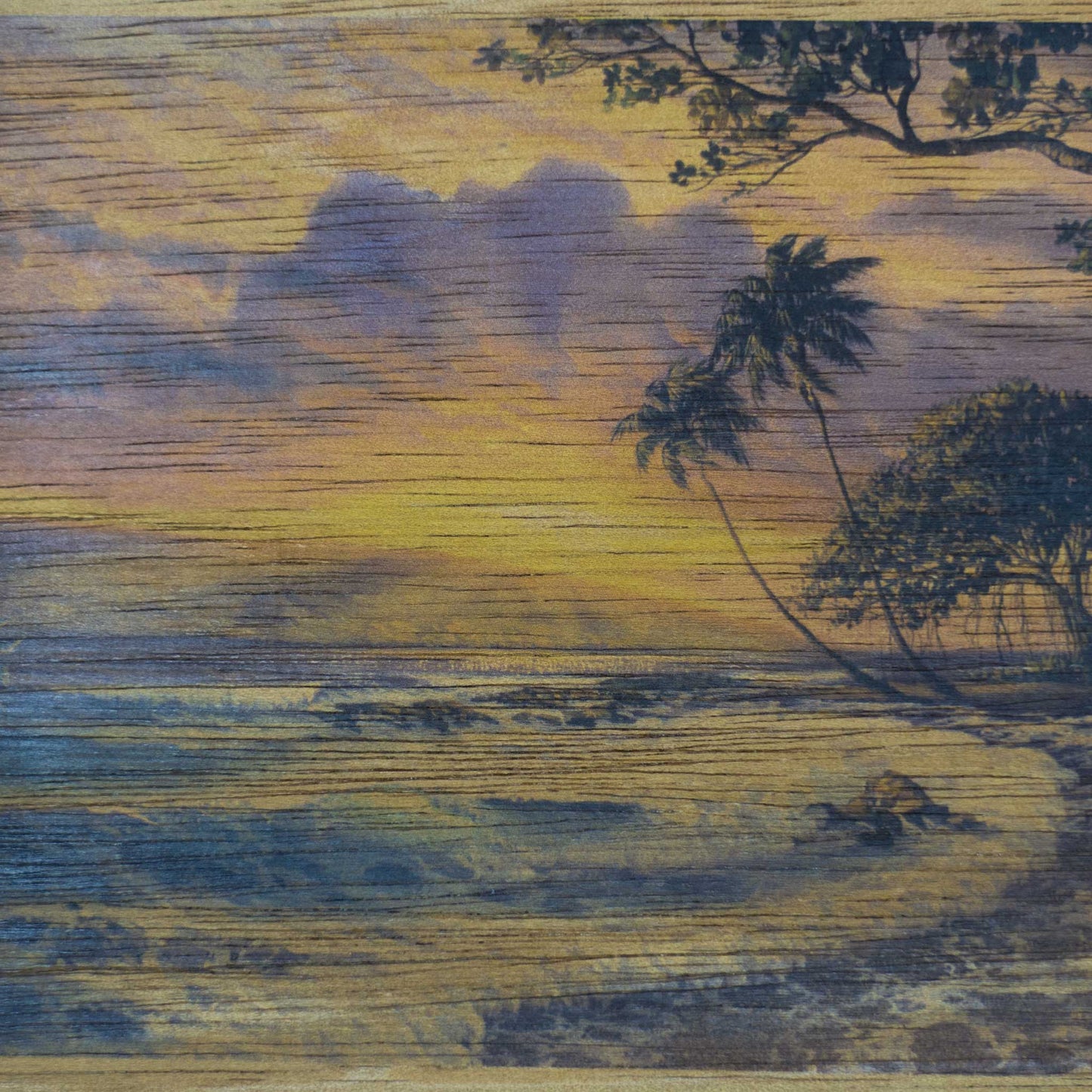 Koa Wood Veneer Handmade Postcard - Hawaiian Beach
