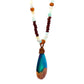 Resin & Wood Pendant on Amazonite & Wood Beaded Necklace