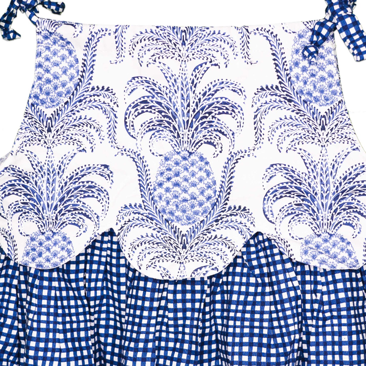 Pineapple & Blue Plaid Scalloped Handmade Slip-On Dress