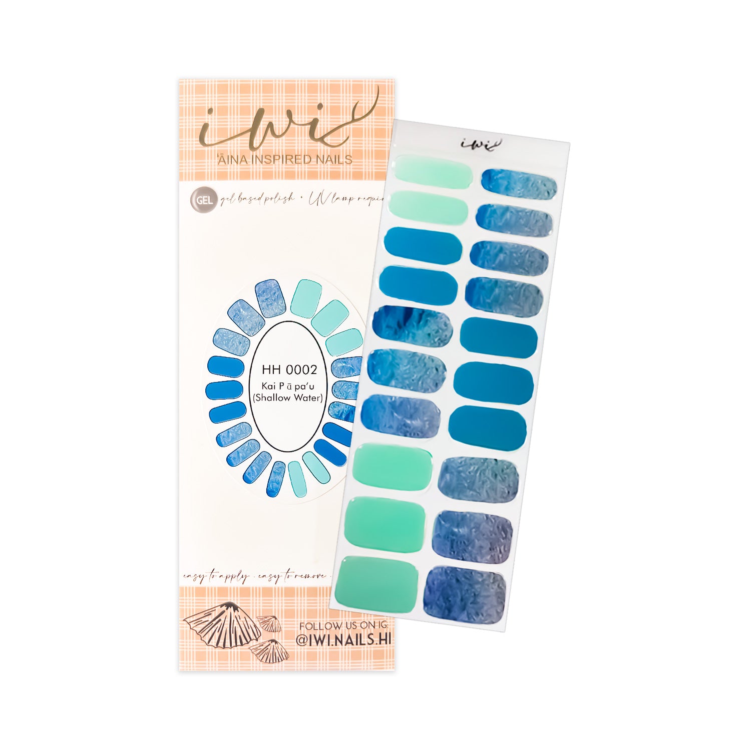 Long-Lasting Gel Nail Strips - ʻĀina Inspired Shallows Design