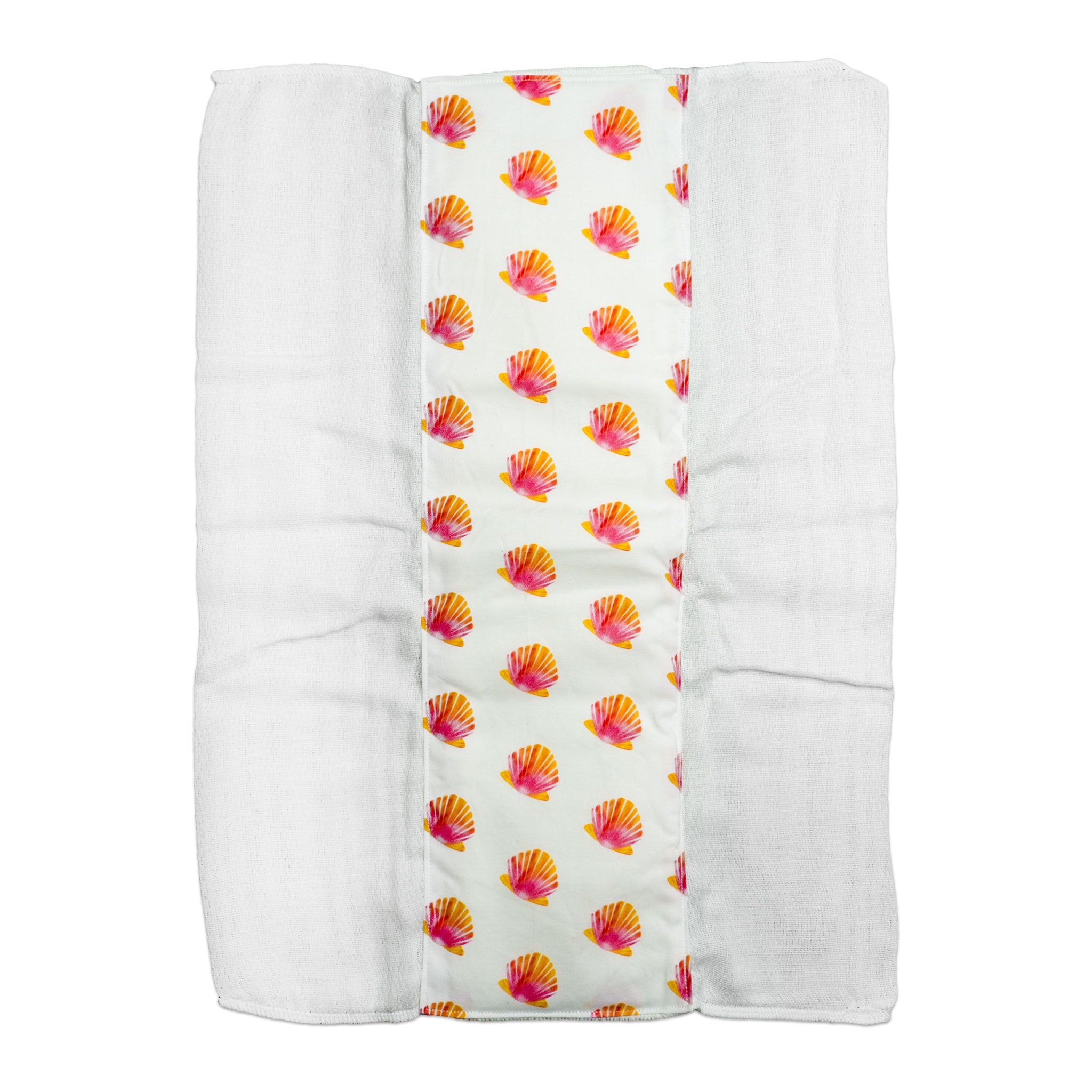 Handsewn Organic Cotton Sunrise Shell Burp Cloth