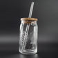 Hand Etched 16 oz Glass Tumbler with Lid & Straw - Seashells