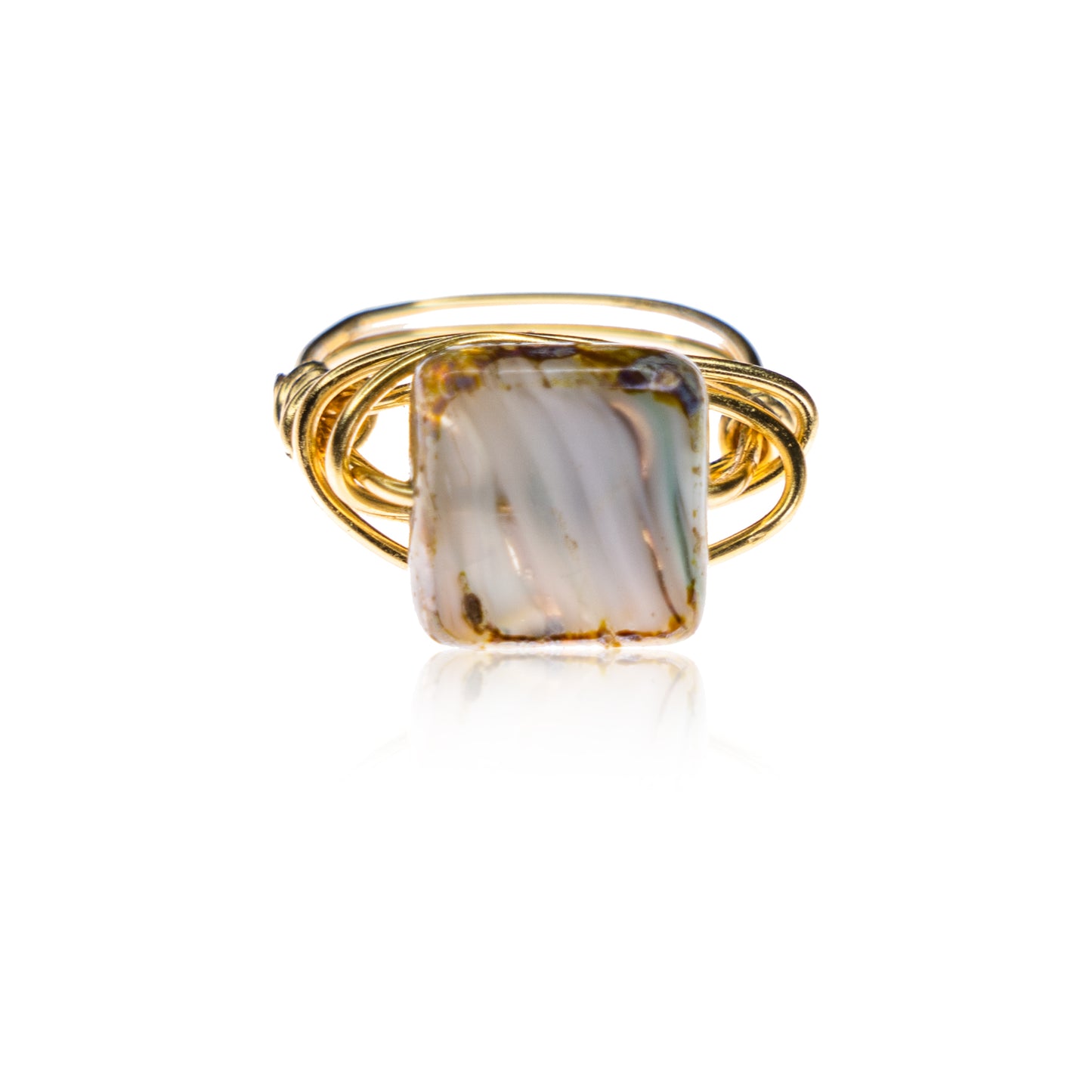 Square Glass Wire Ring