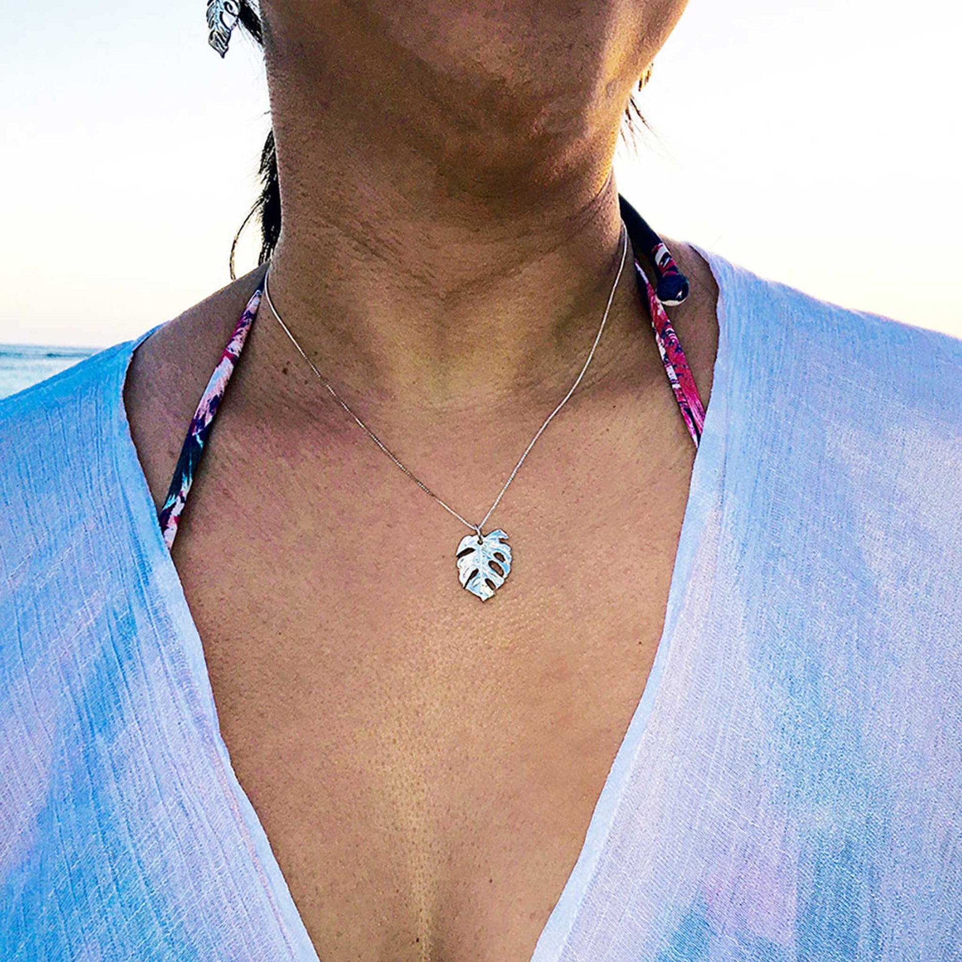 Sterling Silver Monstera Necklace