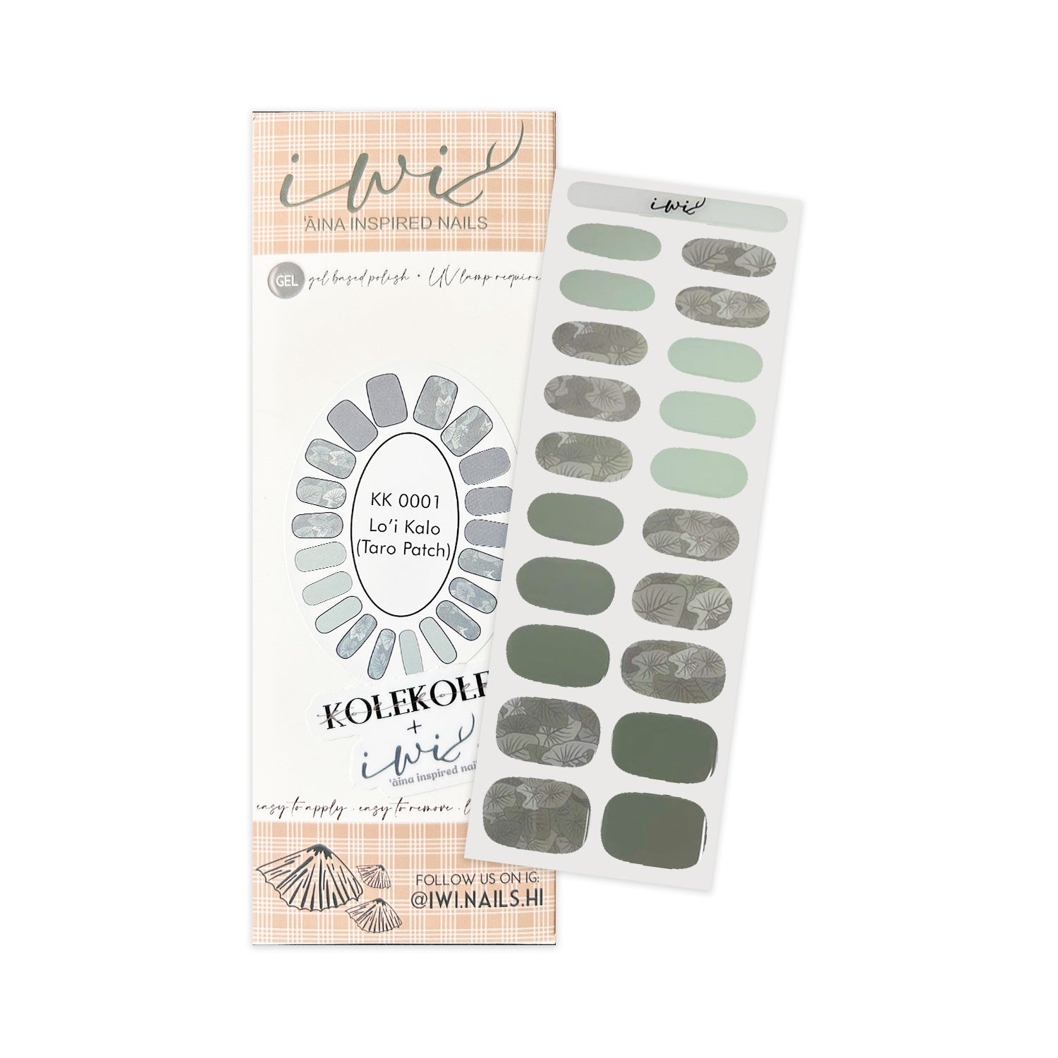 Long-Lasting Gel Nail Strips - ʻĀina Inspired Taro Patch Design