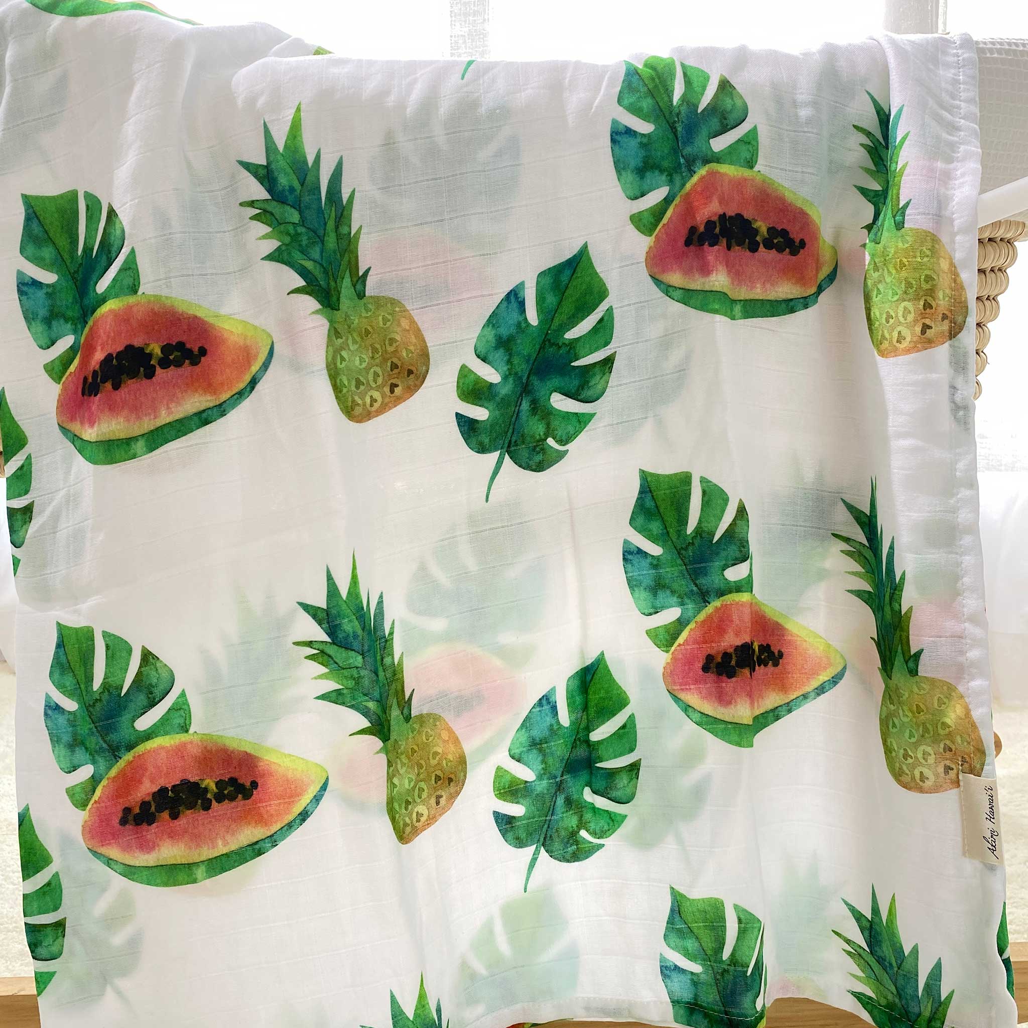 Bamboo Organic Cotton Papaya & Pineapple 47" Swaddling Blanket