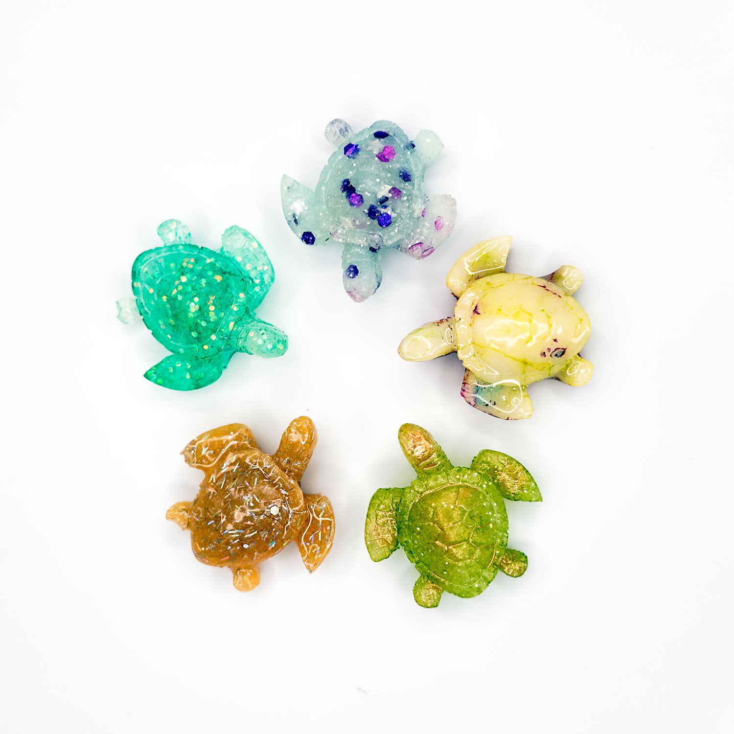 Mini Polished Glittered Honu Turtle Handmade Resin Fridge Magnets