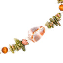 Pink & Green Unakite Anklet with Wood Beads & Hawaiian Cone Snail Shell
