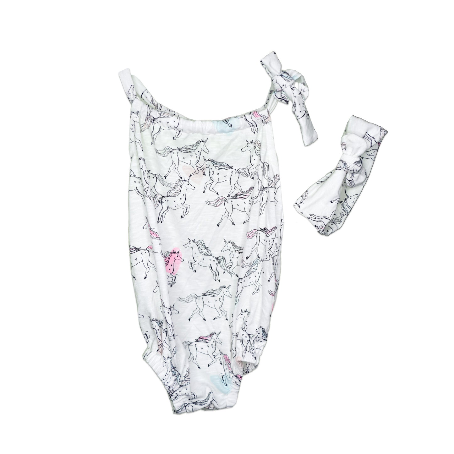 Unicorn Print Handmade Romper & Headband