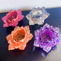 Dazzling Handmade Resin Lotus Votive Holders / Catchall - Ruby