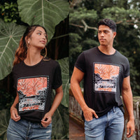 Song of Wailuku Cotton T-Shirt - Black & Orange