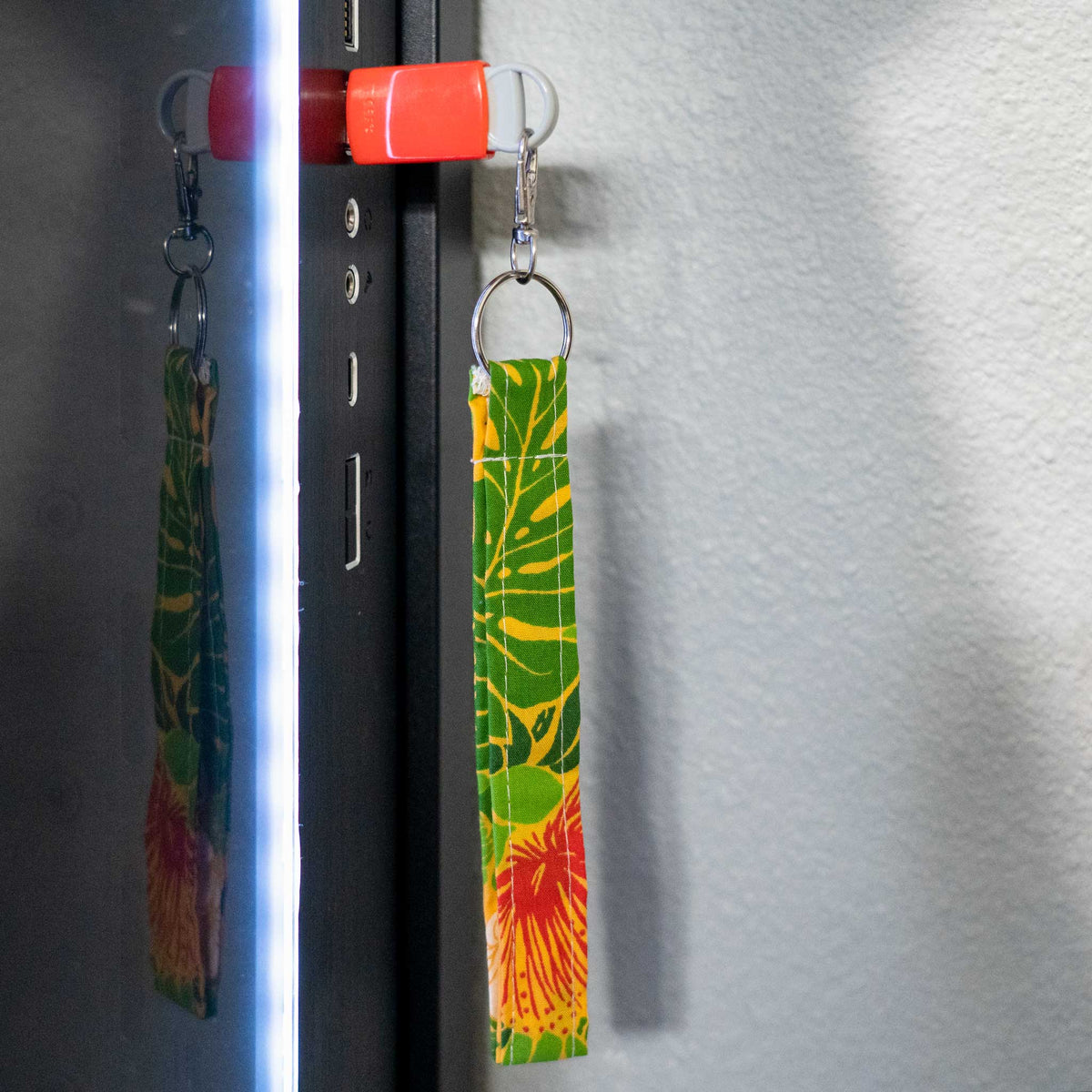 Handsewn Yellow & Green Hawaiian Print Fabric Loop Keychain