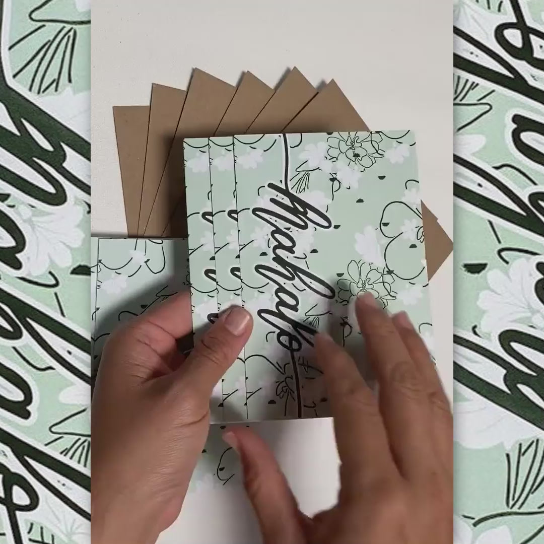 Hawaiian Greeting Cards 4"x6" 6 Pack - Naupaka Mahalo Green